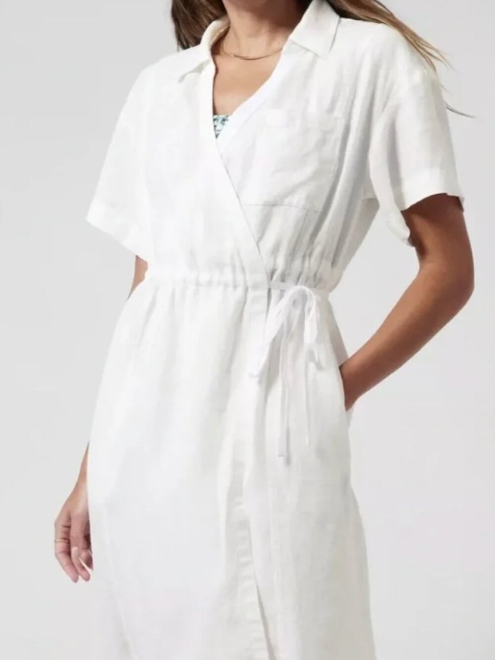 Athleta Playa Linen Wrap Dress White Size 0 100% Linen